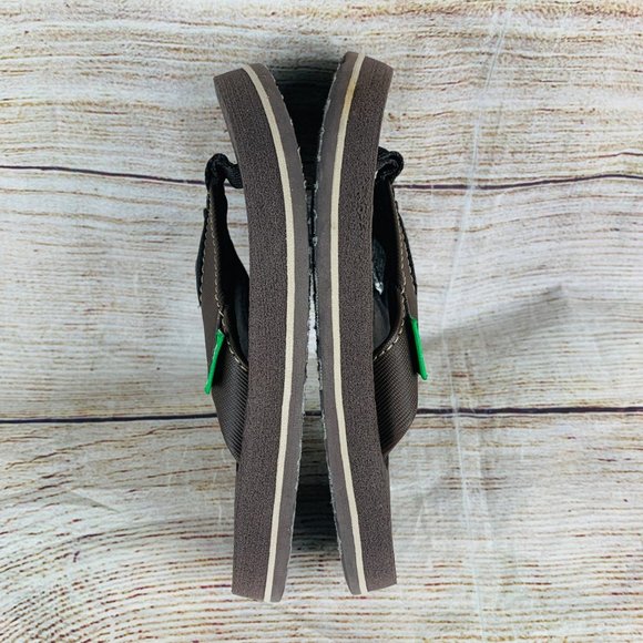 Sanuk Brown Casual Thong Flip Flop Sandals Little Kids 8-9 - Picture 6 of 8